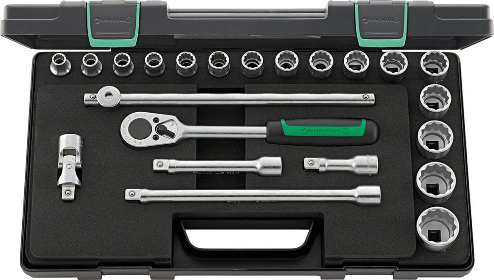 Steckschlüssel-Garnitur 1/2" 50/16/6 KN 22-teilig Stahlwille