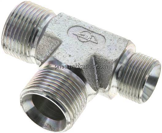 T-Stück, 60°Konus G 1"-G 1"-G 3/4" (AG), Stahl verzinkt