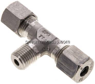 T-Schneidringverschraubung M 14x1,5 (konisch)-8 S (M16x1,5), 1.4571