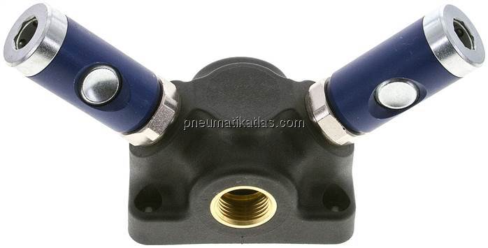 Wanddose mit G 1/2" (IG) und 2 Sicherheits-Druckknopfkupplungsdosen NW7,2