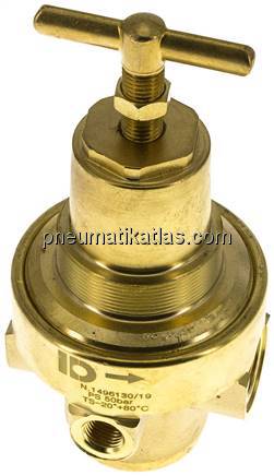 Druckregler, Messing, G 1/2", 1 - 15bar (nicht rücksteuerbar)