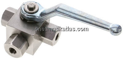 ES-Hochdruck-3-Wege Kugelhahn, L-Bohrung, G 1/8", 0 - 400bar