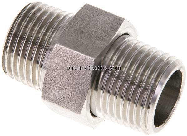 Doppelnippel trennbar R 1/2"-R 1/2", 1.4571 PN40, flach dichtend