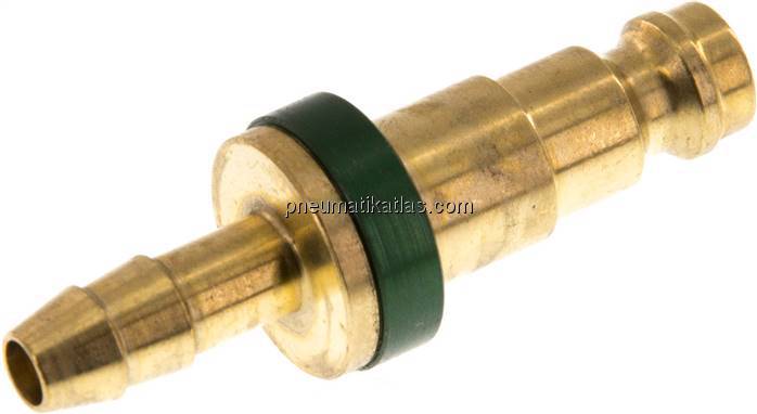 Kupplungsstecker (NW5) 6 (1/4")mm Schlauch, grün, Kreis Ø 10,5 mm