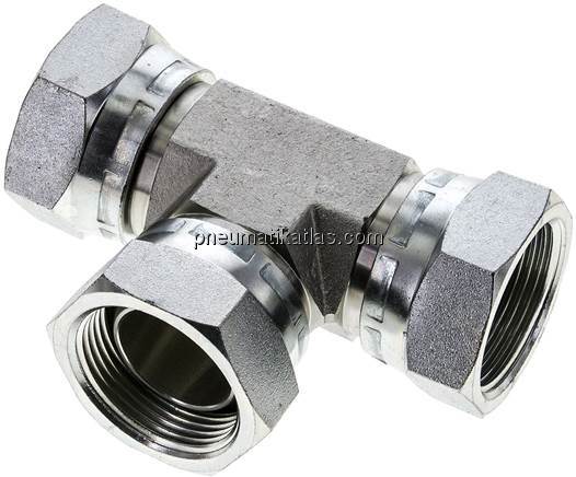 T-Verschraubung,60°Konus G 1-1/4" (IG), Stahl verzinkt