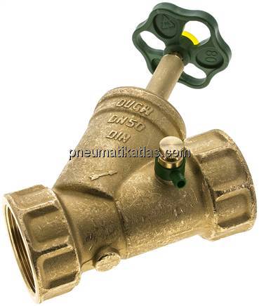 Schrägsitz-Absperrventil, Rp 2", PN 10, Messing, DVGW