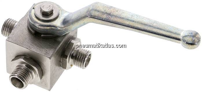 ES-Hochdruck-3-Wege Kugelhahn, L-Bohrung, 8 L (M14x1,5), 0 - 315bar
