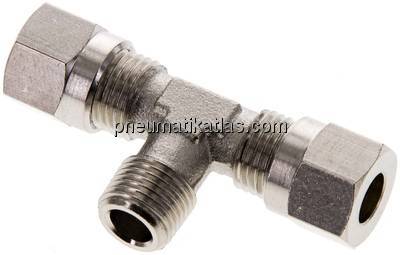 T-Schneidringverschraubung R 1/8"-6 LL (M10x1), Messing vernickelt