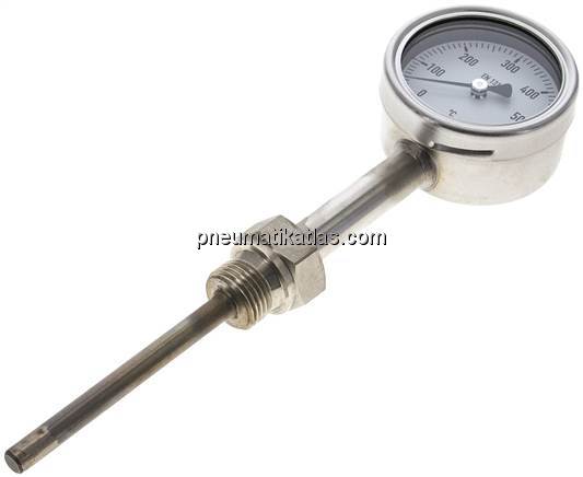 Bimetallthermometer, senkrecht D63/0 bis +600°C/100mm