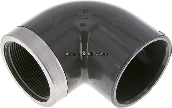 90°-Klebe-Gewindewinkel, PVC-U, 63mmxRp 2" IG