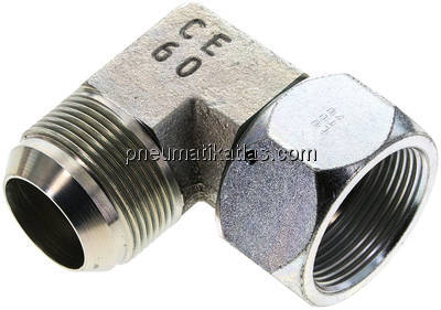 90°-Einschraubwinkel, UN 1-5/8"-12 (JIC), Stahl verzinkt