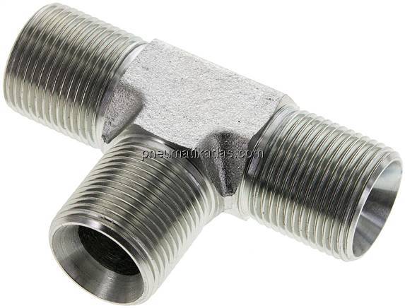 T-Stück, 60°Konus G 3/4"-G 3/4"-G 3/4" (AG), Stahl verzinkt