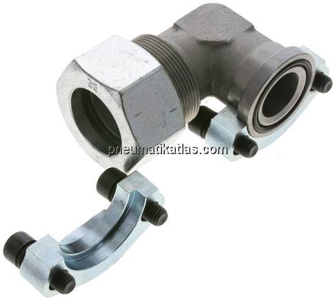 Winkel-Flanschverschraubung 1-1/4"-SAE (3000 PSI), 38 S (M52x2)