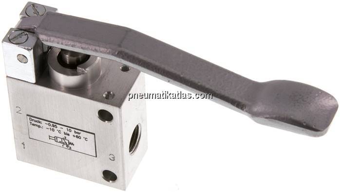 3/2-Wege (NC/NO) Ventil mit Tasthebel, G 1/4"