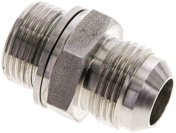 Doppelnippel M 27x2-UN 1-1/16"-12(JIC), V4A