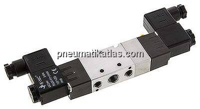 5/3-Wege Magnetventil, G 1/4", Mittelstellung entlüftet, 12 V DC