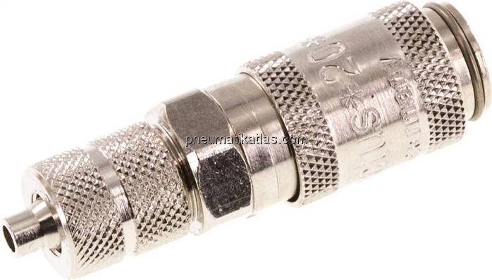 Kupplungsdose (NW2,7) 4,3x3mm Schlauch, Messing vernickelt