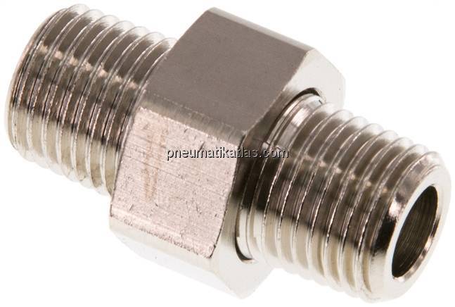 Doppelnippel trennbar R 1/4"-R 1/4", Messing vernickelt