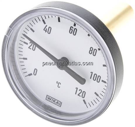 Bimetallthermometer, waagerecht D63/0 bis +120°C/60mm