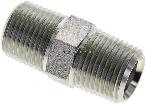 Doppelnippel NPT 1/2"-NPT 1/2", Stahl verzinkt