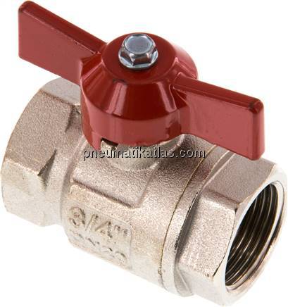 Messing-Kugelhahn, kurz, G 3/4", -0,9 bis 40 bar, voller Durchgang