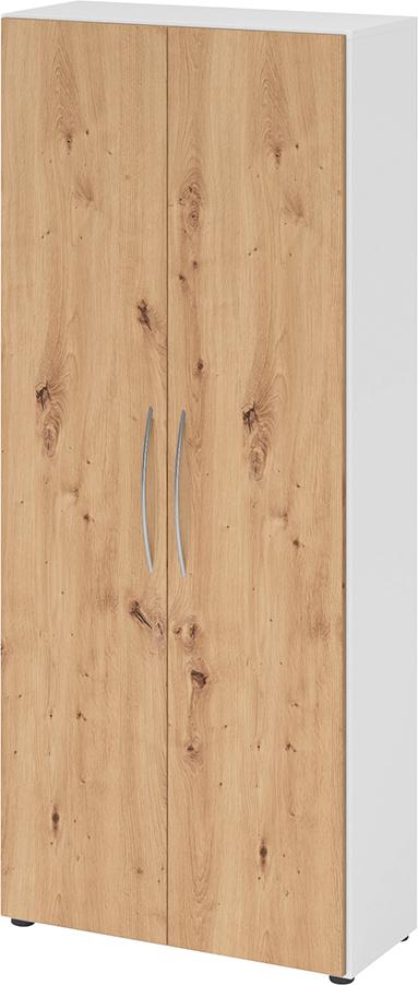 Schrank 4100 BM, 5 OH K: Weiß / F: Asteiche 80x34,6x188 cm (BxTxH)