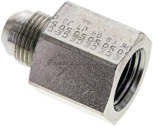 Reduziernippel UNF 3/4"-16(JIC-AG)-NPT 1/2"(IG), Stahl verzinkt