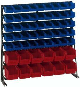 Norm-Regal-einseitig B1000xT250xH1033 mm 45 Kästen Gr.4/12Gr.3 LA-KA-PE