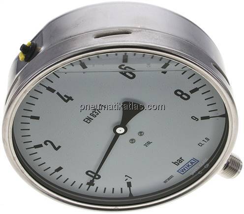 Chemie-Glycerin-Manometer senkrecht,160mm, -1 bis 9 bar