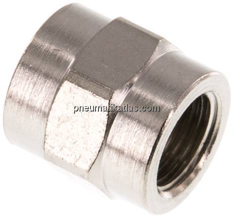 Muffe G 1/8"-G 1/8", Messing vernickelt