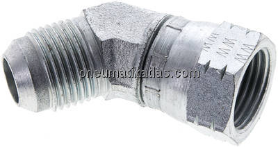 45°-Einschraubwinkel, UNF 7/8"-14 (JIC), Stahl verzinkt