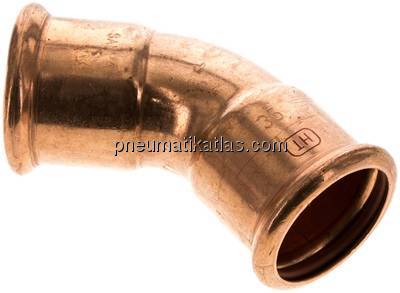 Pressfitting, 45° Bogen, 35mm innen, Kupfer / Kupferlegierung