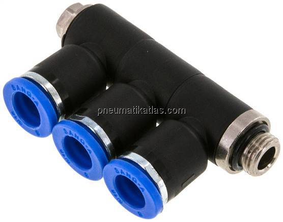 Steck-Mehrfachverteiler, 3-fach G 1/8"-8mm, IQS-Standard