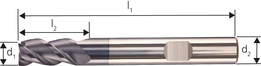 Schaftfräser lang VHM AlTiN+ Z3 45Grad Schaft HB 20,0mm FORTIS