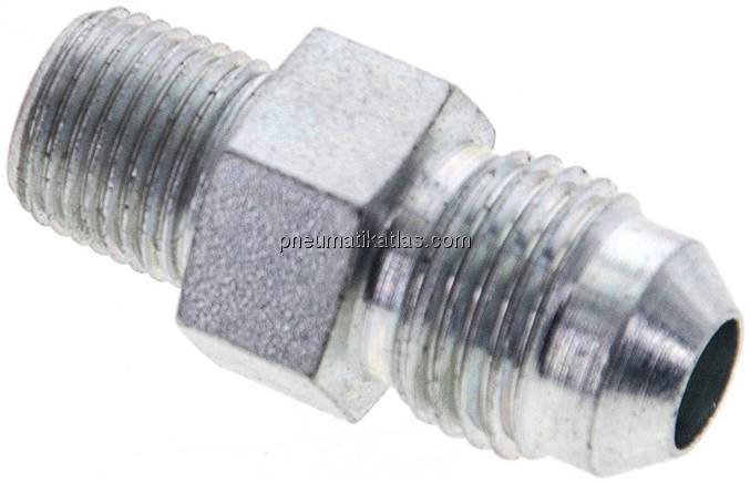 Doppelnippel NPT 1/8"-UNF 1/2"-20(JIC), Stahl verzinkt