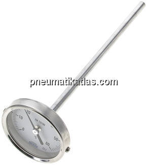 Bimetallthermometer, waagerecht D63/0 bis +60°C/200mm