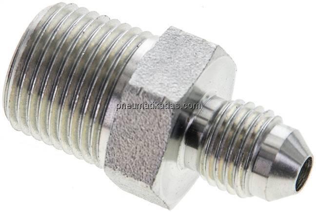 Doppelnippel NPT 3/8"-UNF 7/16"-20(JIC), Stahl verzinkt