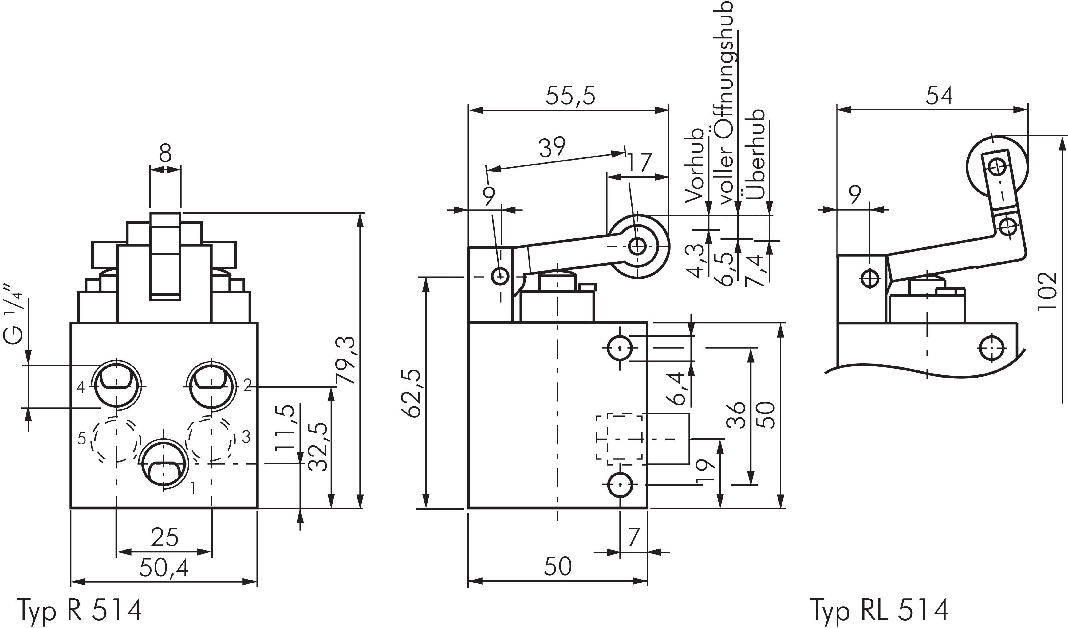 Zeichnung: 5/2-Wege Rollebventil