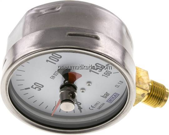 Manometer senkrecht (CrNi/Ms), 100mm, 0 - 160 bar