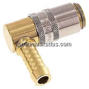 Temperierkupplungsdose (Winkel 90°) 9mm Zapfen, 9 (3/8")mm Schlauch