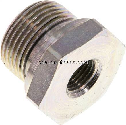 Hydraulik-Reduzierung G 3/4"(AG)-G 1/4"(IG), Stahl verzinkt, Elastomerdichtung