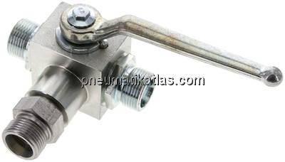 Hochdruck-3-Wege Kugelhahn, T-Bohrung, 14 S (M22x1,5), 0 - 500bar