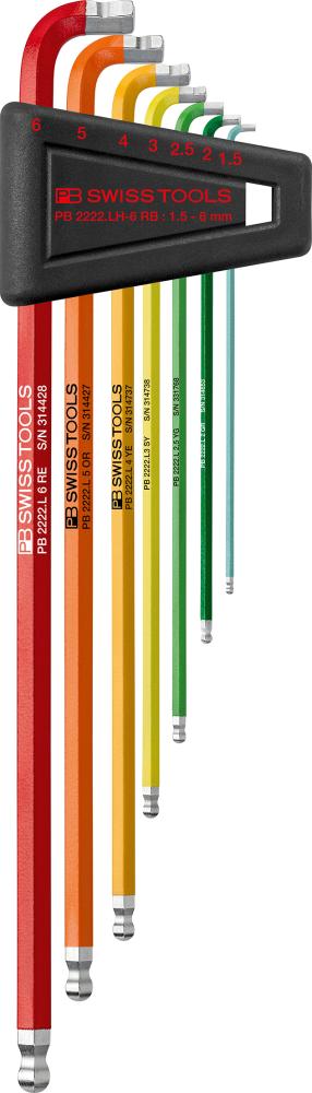 Winkelschraubendreher- Satz im Kunststoffhalter 7-teilig1,5-6 90-100Grad Rainbow PB Swiss Tools