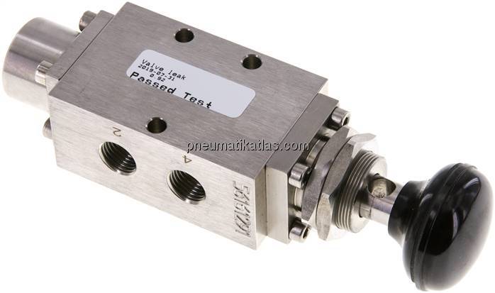 5/2-Wege Tasterventil, G 1/4", Raste