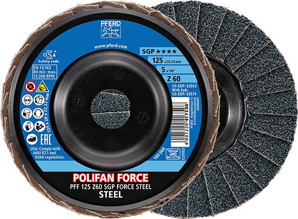Fächerschleifscheibe FORCE SGP STEEL 125 mm Z 60 Pferd