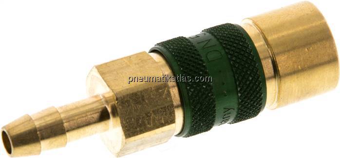 Kupplungsdose (NW5) 6 (1/4")mm Schlauch, grün, Kreis Ø 10,5 mm