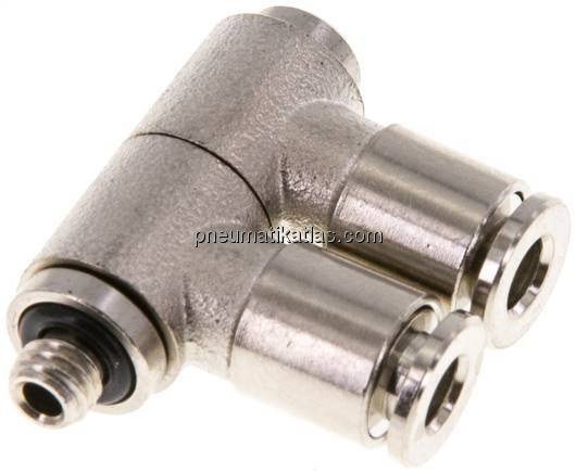 Kompakt-Steckanschluss, Winkel, zweifach, Messing vernickelt