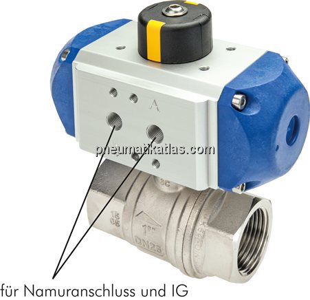 Exemplarische Darstellung: DVGW-Kugelhahn mit pneu