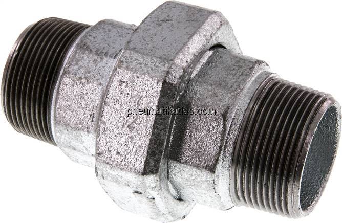 Doppelnippel trennbar R 1-1/2" flach dichtend,Temperguss verzinkt