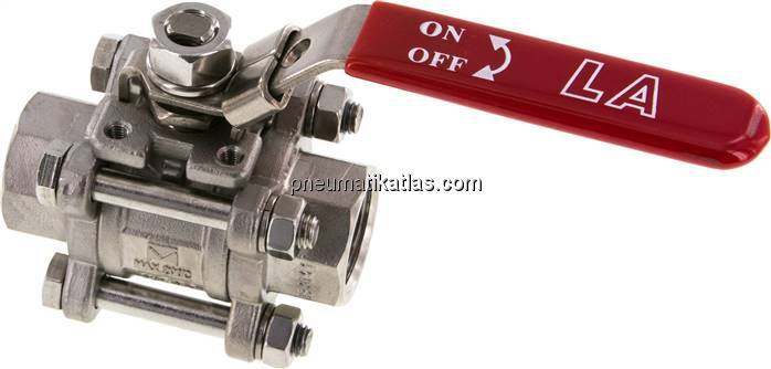 3-teiliger Edelstahl-Kugelhahn, NPT 3/4", 0 - 63bar